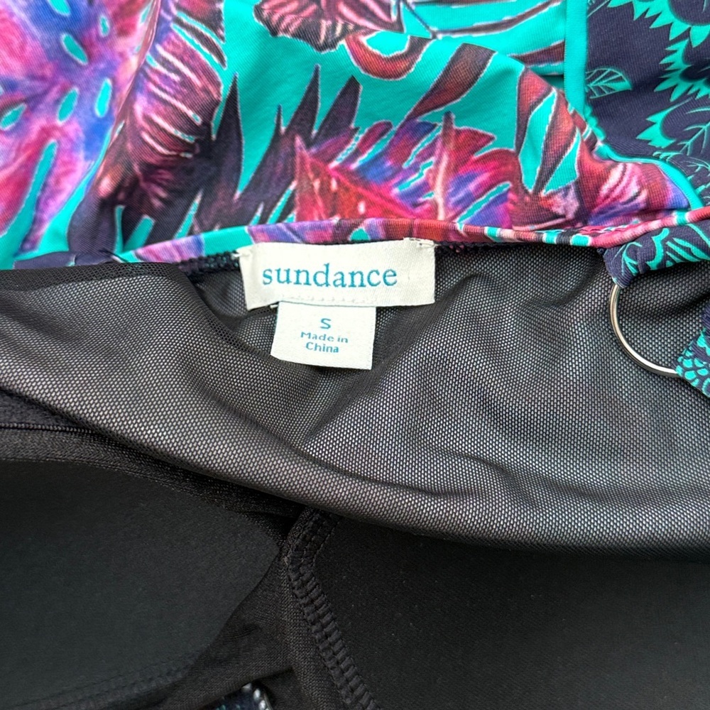 Sundance Tropical Floral Print Kailani Teal Ruched One Piece Swimsuit Size Small - Picture 7 of 11